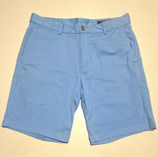 Vineyard Vines Breaker Chino Cotton Blend Blue Shorts Flat Front 8in Inseam