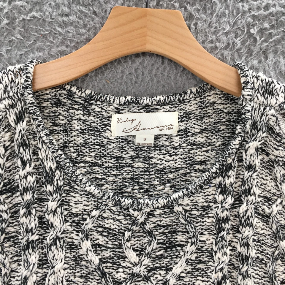 Vintage Havana Sweater Womens S Black White Cold Shoulder Long Sleeve Knitted - Image 4 of 4