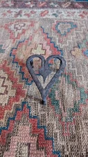 Rare Antique Early Primitive Metal Forged Iron Double Heart Trivet 5"