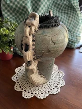 Unique Art Sculpture Vase ~ Vintage 1987 ~ Abstract Aqua Oceanic Earth Face