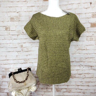 NWT LRL Ralph Lauren Sz M Sage Green Darbye Crochet Short Sleeve