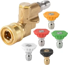 4500 PSI 1/4-inch Pressure Power Washer Spray Nozzle Tips Pivoting Coupler Kit