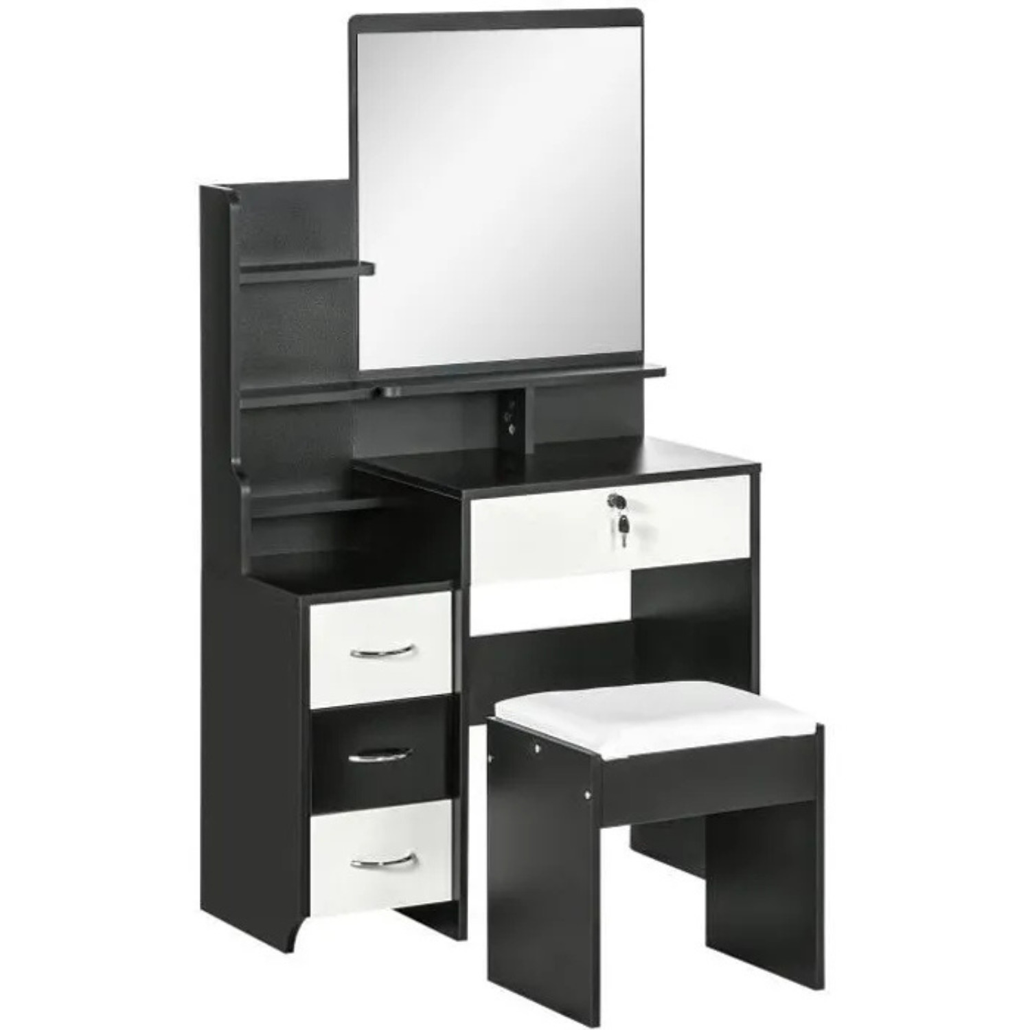 Coiffeuse design contemporain noir pour optimiser les petits espaces avec rangements