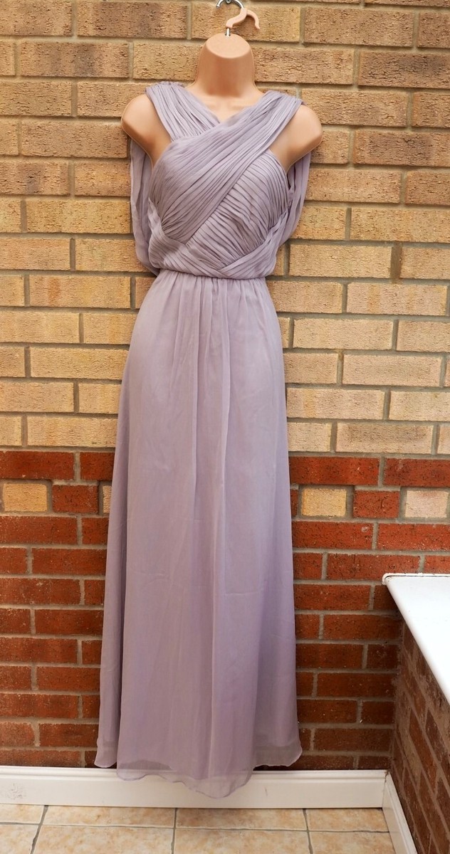 ASOS GREY BRIDESMAID DRAPE BACK RUCHED WEDDING LONG MAXI PARTY