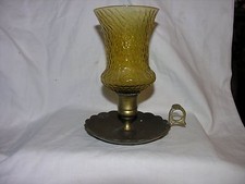 Vintage Brass Colonial Victorian Chamber Hurricane Candle Stick Holder