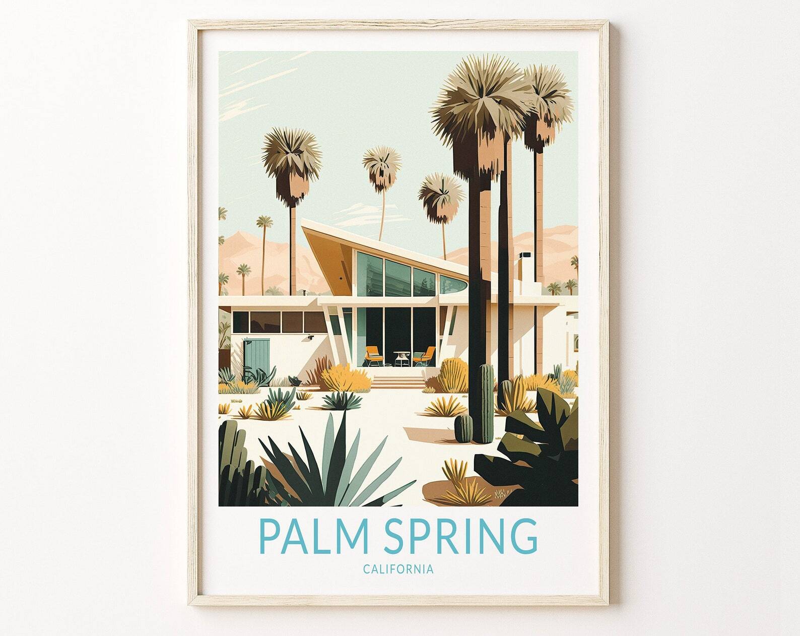 Palm Spring California Travel Wall Art Palm Spring Travel Poster California