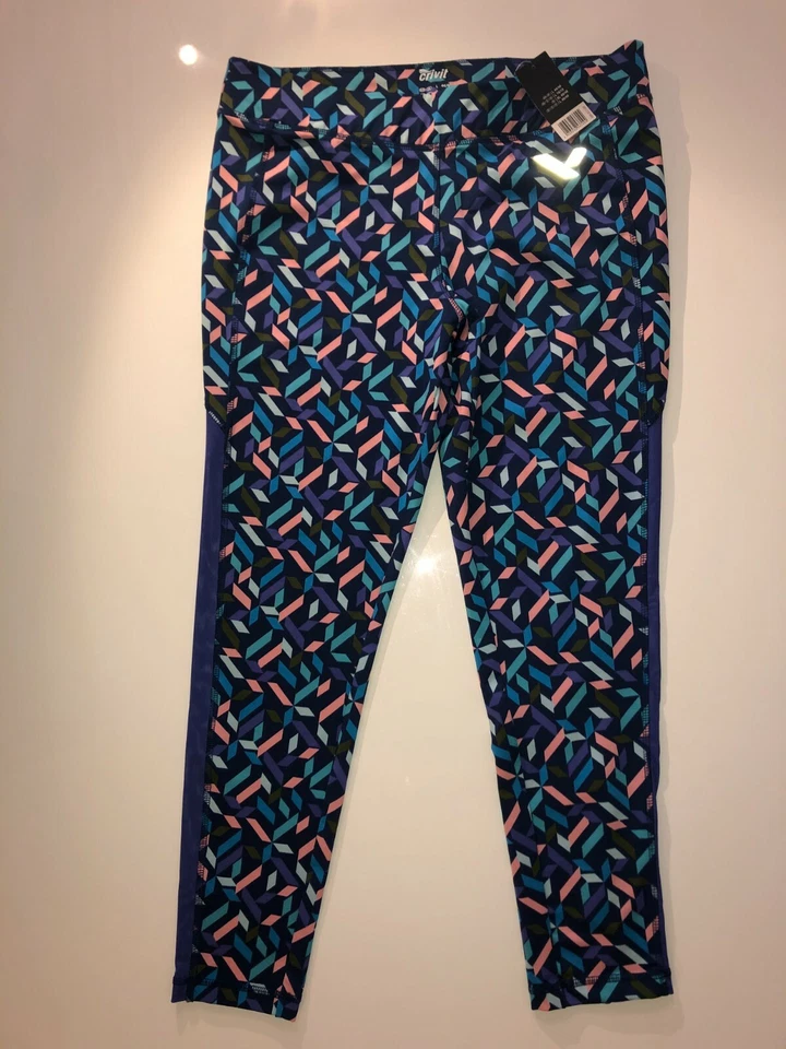 Crivit Donne 7/8 Leggings Sportivi Taglia L 44/46 Stampa Mesh Nuovo Con Tasca - Immagine 2 di 4