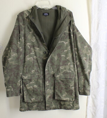 APC France Men's Sz XS Camo Camouflage Long Denim Twill Jacket | eBay
