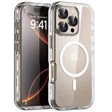 MagSafe Clear Case For iPhone 16 Pro Max 16 Heavy Duty Shockproof 3-Layer Cover