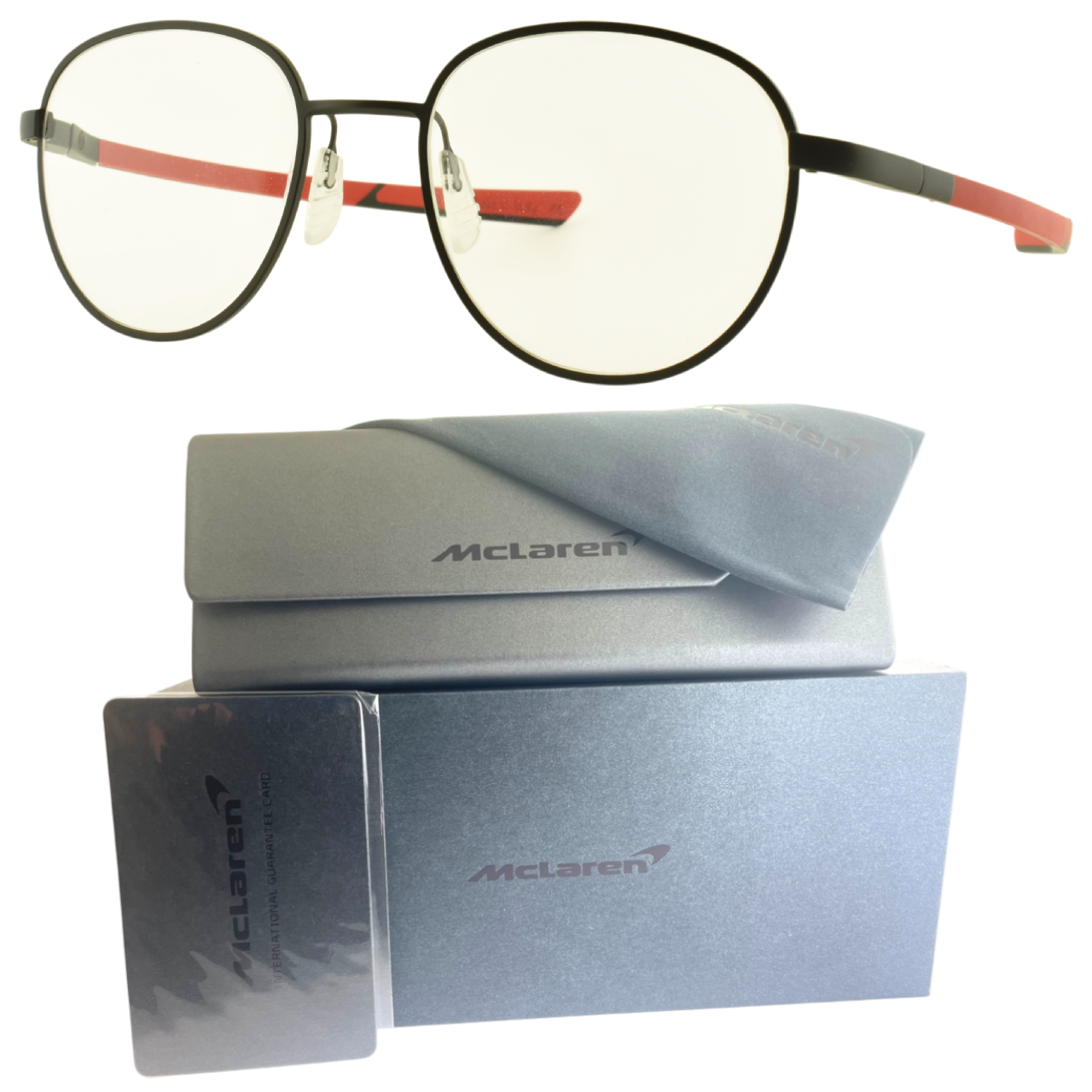 NEW!! MCLAREN MLSEDO03 C01 Black/Red Round Full Rim Mens Optical Frame