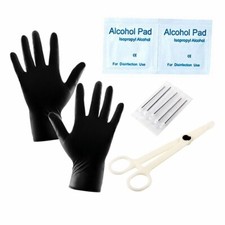 9X Multi Type Professional Body Piercing Tool Kit Plier Needle Glove Sterile Pad