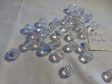 lot 30 PERLES anciennes en cristal bohème à facettes 14 mm finition ab pampilles
