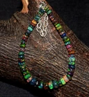 925Sterling Silver Natural Ethiopian Opal Gemstone 3to5mm Beads 7"Bracelet F0351