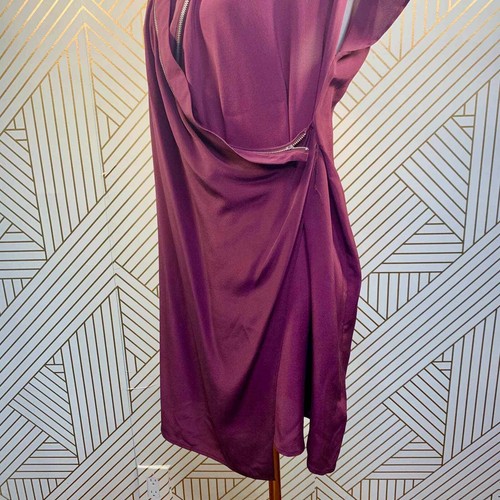 AllSaints Adria Silk Zipper Dress Short Sleeve Draped Purple Burgundy Size US 2 - Bild 6 von 11