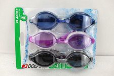 Dolfino Swimming Goggles Adult Pacesetter Latex Free UV Protection Set of 3 NEW
