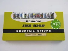 VINTAGE GENUINE "INN SIGN" COCKTAIL STICKS HOTELS / INNS, SUFFOLK NIP SEALED 