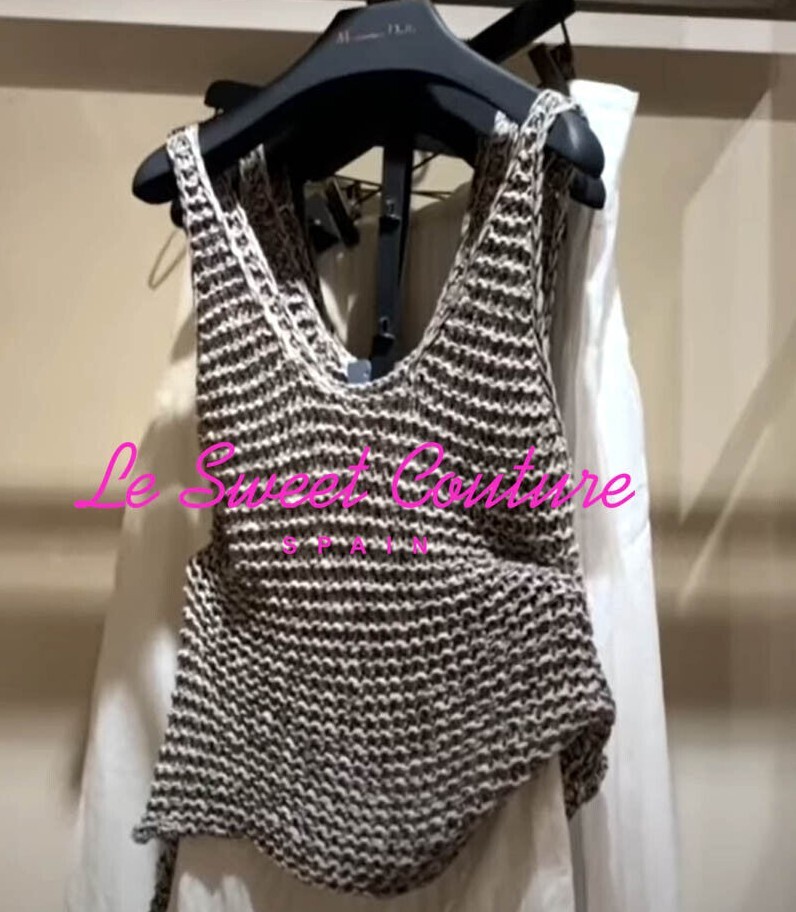 MASSIMO DUTTI NWT SS24 STRAPPY KNIT TOP WITH CONTRAST THREAD