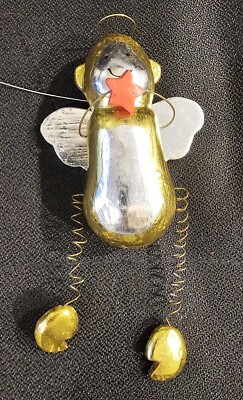 NEW 6'' x 3'' Wooden Gold & Silver Monkey with Wings by Painted Moon - Handmade 