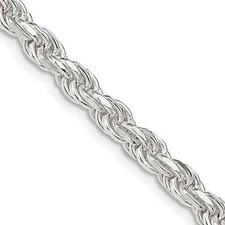 5mm Rope 925 Sterling Silver Diamond Cut Authentic Italian Made Chain Necklace