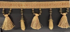 4&1/2" Gold Tassel Fringe Beaded Fringe Trim Trimming 5 Yards