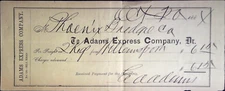 Adams Express Company Receipt Check Note 2 Kegs Phoenix Bridge Signed Auto 1884