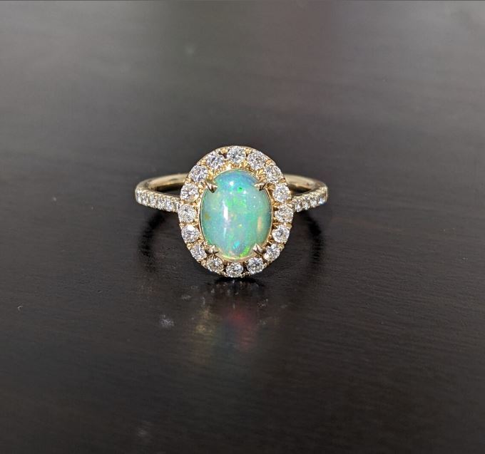 Opal Engagement Ring Oval Ethiopian Opal Ring 925 Sterling Silver Prong Set Opal-image