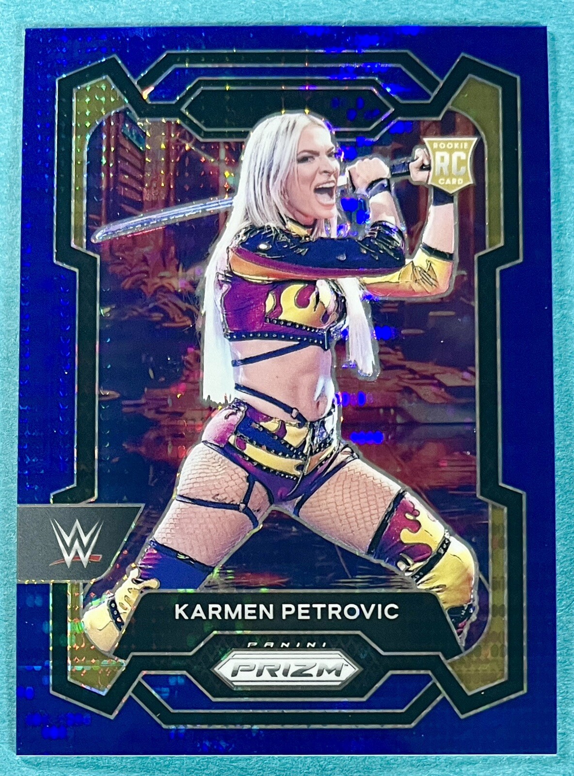 Karmen Petrovic 2024 Panini Prizm WWE BLUE PULSAR PRIZM Rookie #107 /75 NXT