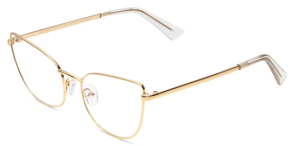 Book Club Discount Off Jaunty Pisco Cateye Reading Glasses in Antique Gold 56 mm