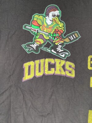 Greg Goldberg Mighty Ducks #33 Progression of Classics Hockey black t shirt sz L