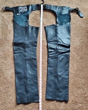 River Road Chaps Womens 6 Black Leather Zipper Leg  for Motorcycle 