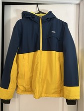Wantdo Kids Waterproof Ski Jacket Youth 14/16 Yellow Navy Fleece