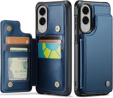 Samsung Galaxy S25 Edge Wallet Case with Card Holder, RFID Blocking, Blue