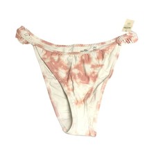 Aerie Bikini Bottom Cheekiest Ruffle Straps High Cut Tie Dye Pink White L
