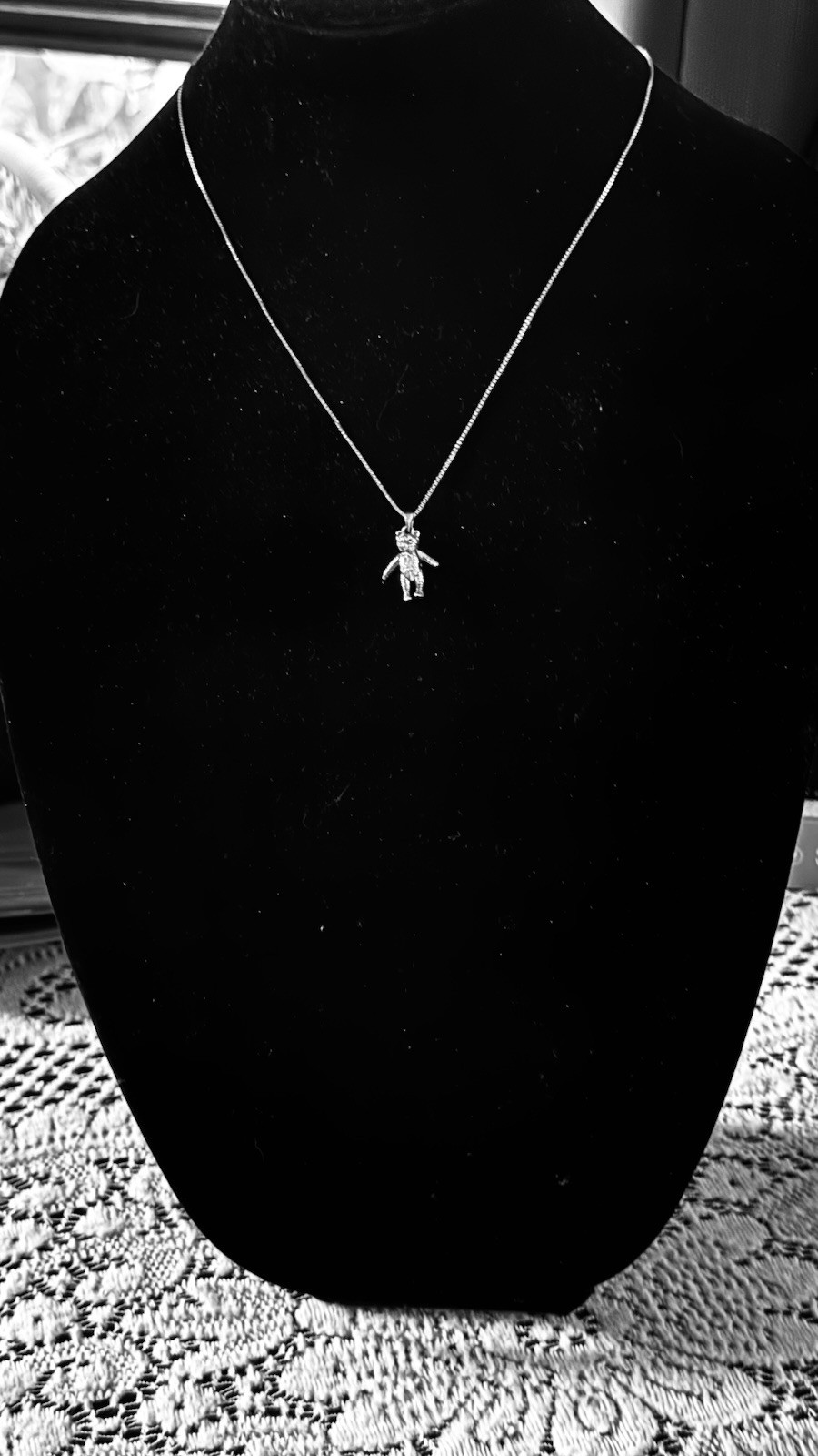 VTG 925 Silver Teddy Bear Solid Moving Charm 20” … - image 1