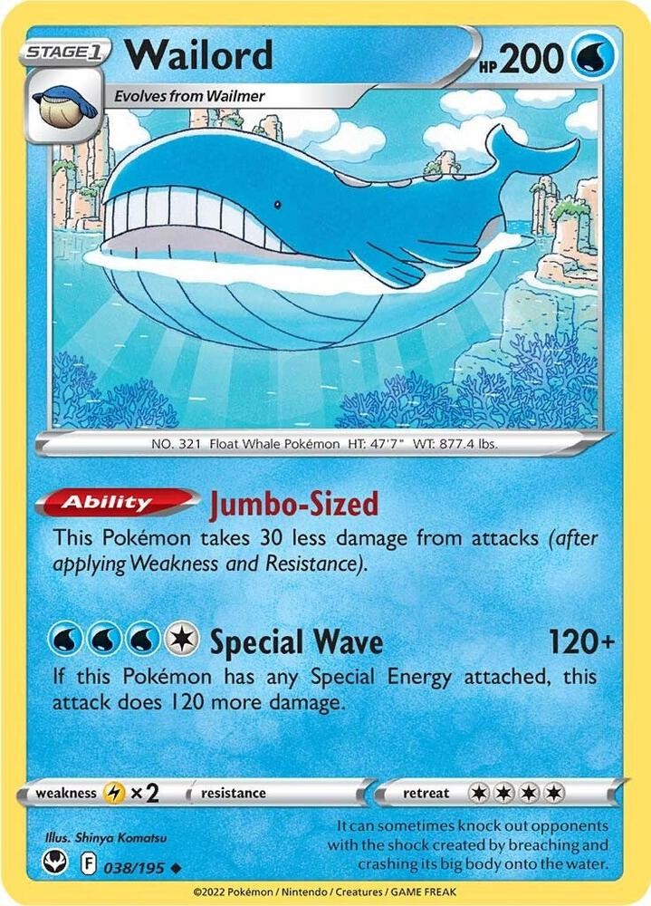 Wailord SWSH12: Silver Tempest 038/195 Pokemon LP