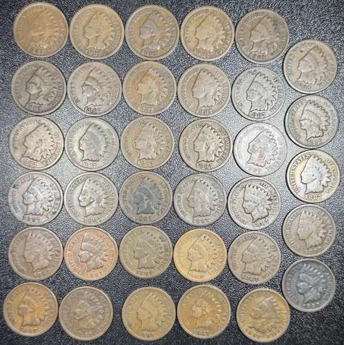 1887 Indian Head Penny Cent Lot of 35 Coins ALL GRADE GOOD