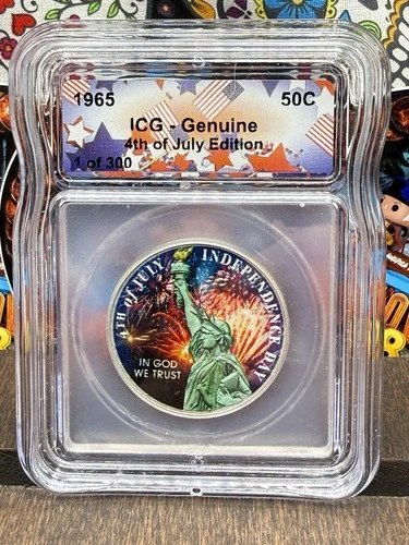 1965 Kennedy Silver Half Dollar 4th Of July Edition 1 Of 300 Certified  By ICG