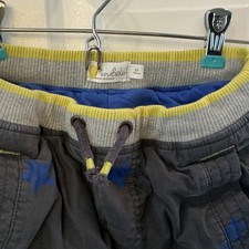 Mini Boden Cargo Pants 9Y Gray/Blue Star Print Cotton Lined Pockets Drawstring