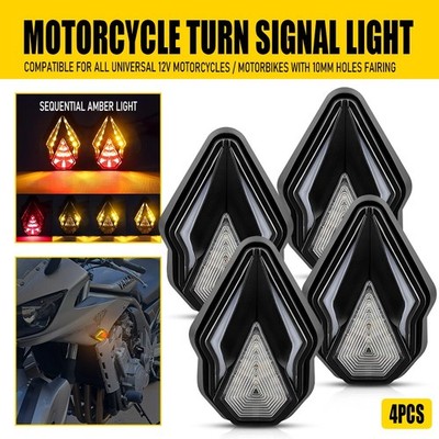 4X Flush Motorcycle Mount Turn Dynamic Signal Blinker LED Light DRL Amber Red ED