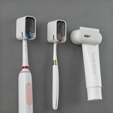 2PCS Toothbrush Holder Wall Mounted for Bathroom with Cover for Shower - with...