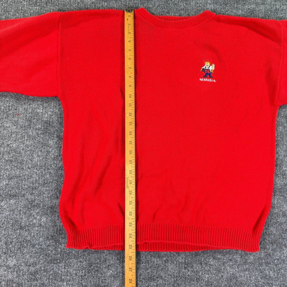 Vintage Nebraska Huskers Herbie Husker Knit Crew Neck Sweater Mens Large Red View 6