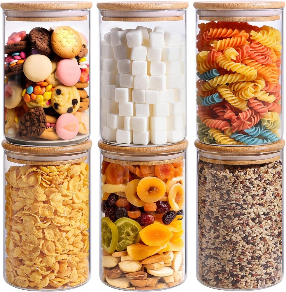 ComSaf 6-Pack 32oz Clear Glass Storage Containers with Lids
