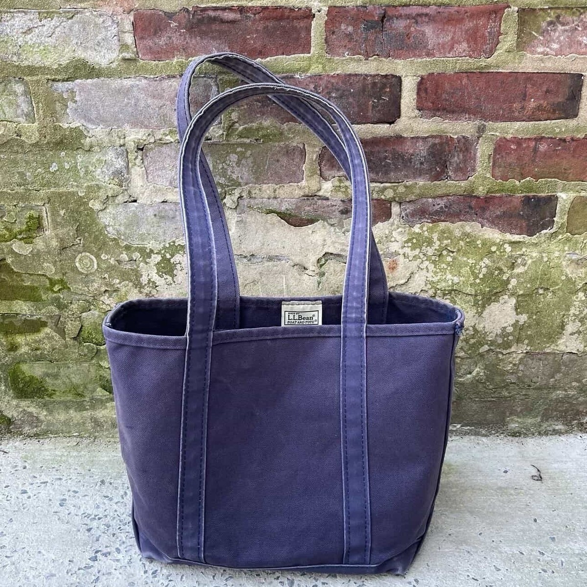 LL Bean Vintage 90s Medium Boat and Tote Bag Black Y2K Embroidery 