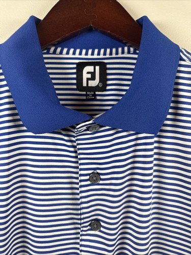 FootJoy Golf Poloshirt Herren L blau gestreift Performance leicht Stretch FJ - Bild 2 von 7