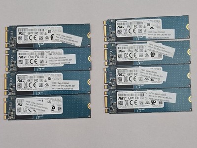Lot of 8 Various Kioxia 256GB NVMe SSD's. 100% Performance. 70% to 85% Health.
