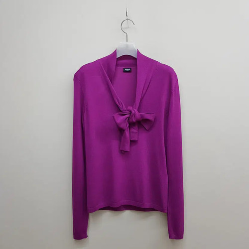 Marella EMME Ribbon Tie Knit Top, M Size, Italy Style, Pink & Fuchsia