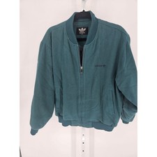 Mens Sz L vintage Adidas Originals Logo Bomber Jacket in a teal color