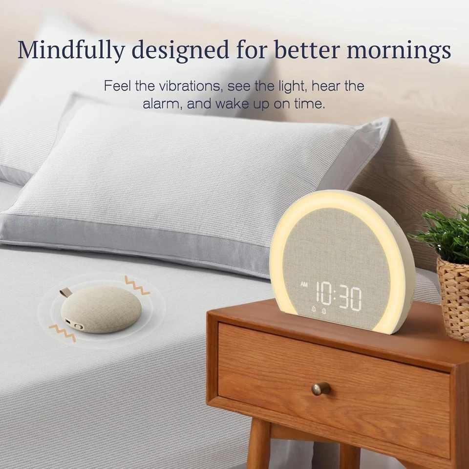Modern Digital Alarm Clock with Bed Shaker, 9 Colors & Adjustable Brightness - Image 4 of 4