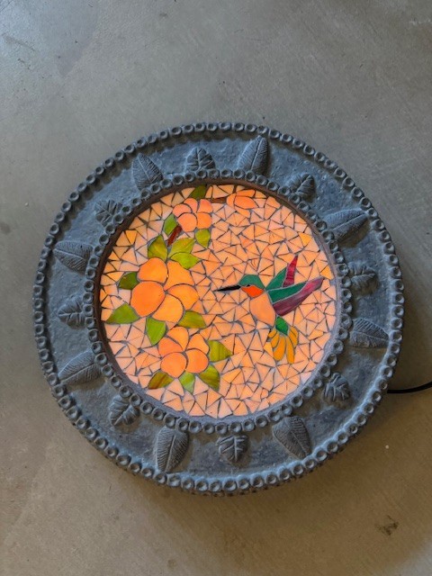 Lot of 3 12 Volt Light Up Garden Stepping Stones with Hummingbird