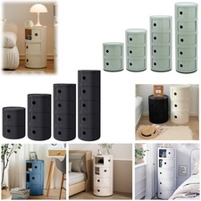 Round Standing Cylinder Cabinet Drawer 2/3/4/5 Tiers Bedroom Table Storage Units